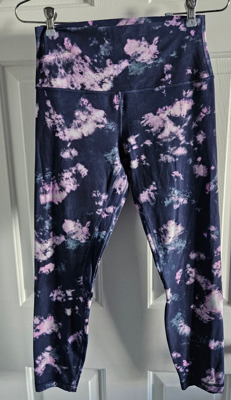 Lululemon Yoga Pant Ankle Gray Pink Tie Dye Nylon Spandex High Rise Size 8
